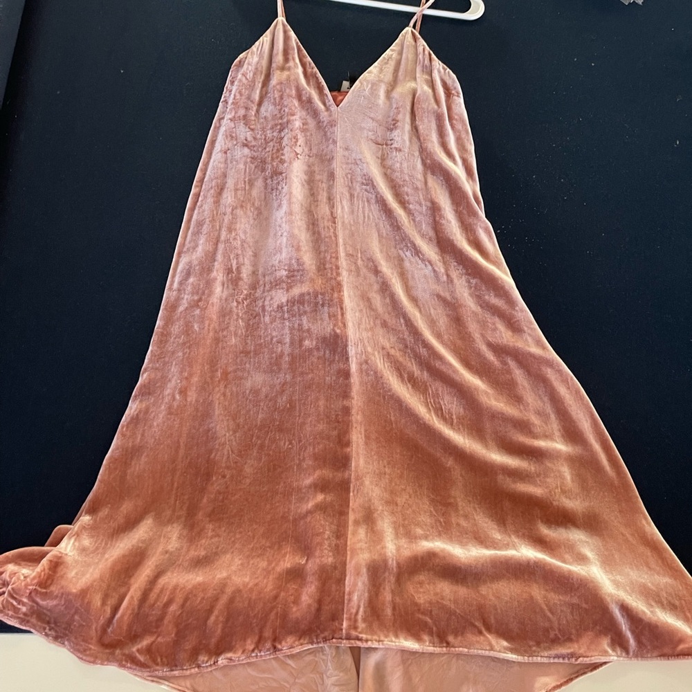 Pink velvet spaghetti strap dress short/mid length